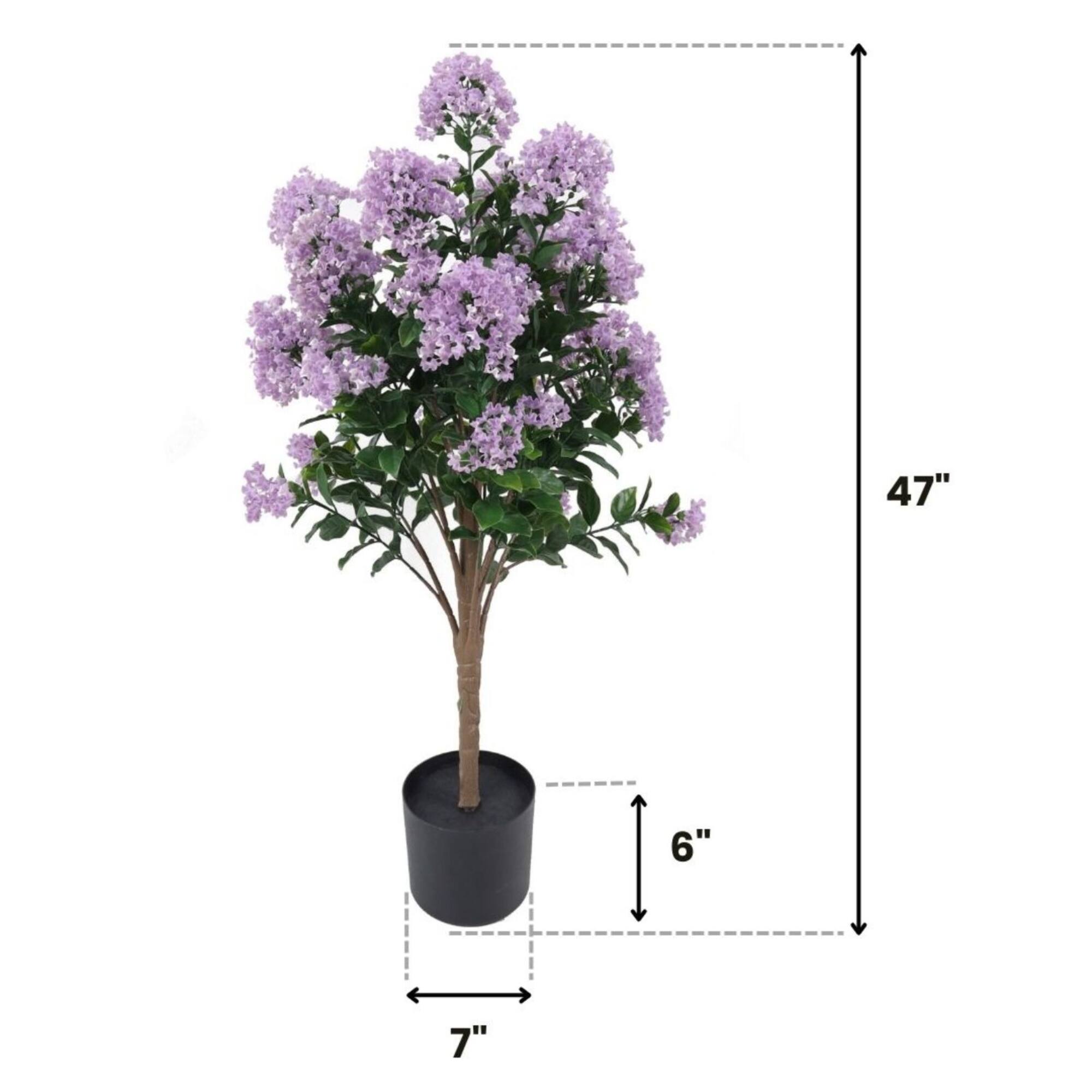 GreenSmart Dekor 4ft. Artificial Lilac Tree Plant in Black Pot